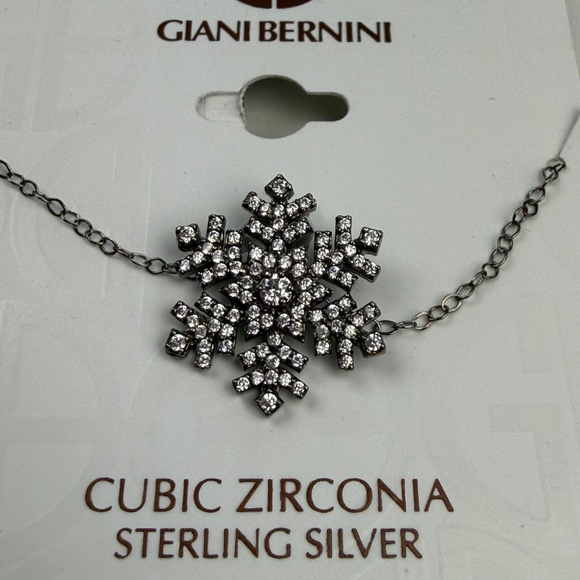 Giani Bernini Womens Sterling Silver Cubic Zirconia Snowflake Pendant Necklace - Picture 2 of 5